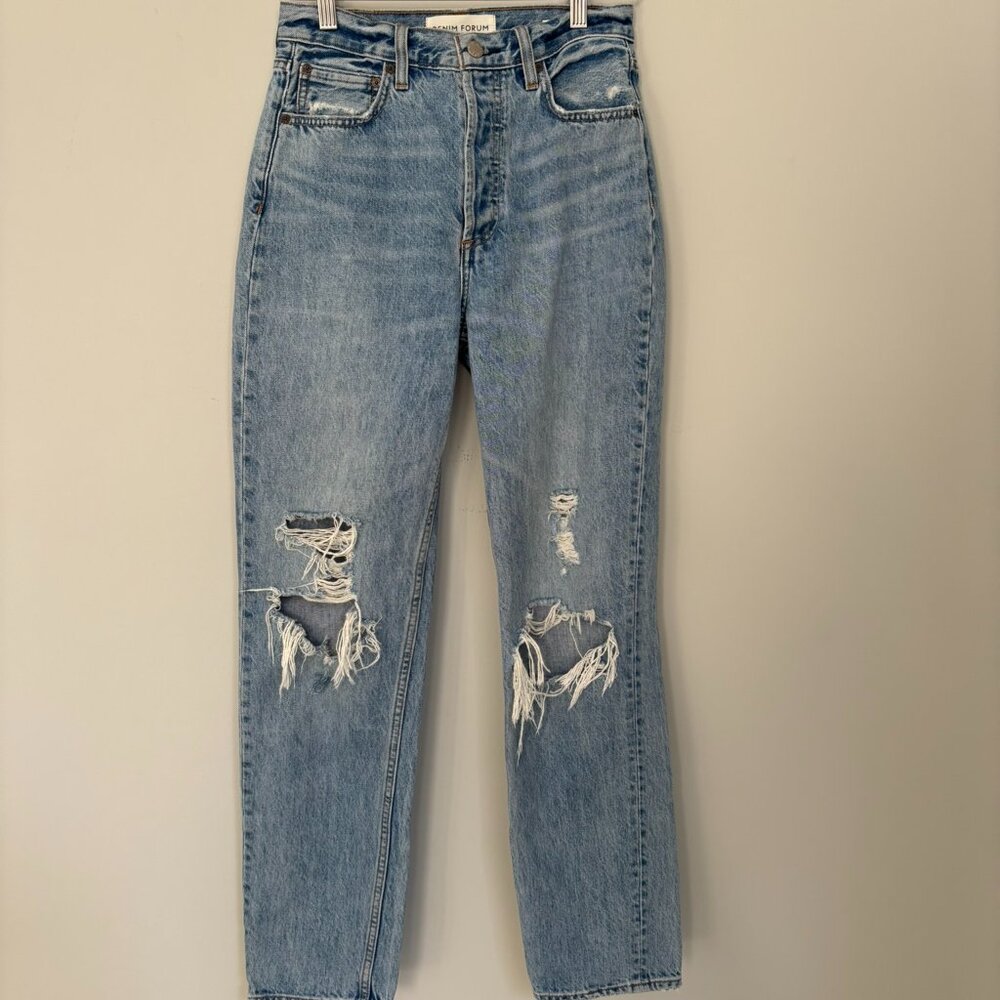 Aritzia Light Blue Distressed Boyfriend Jeans
